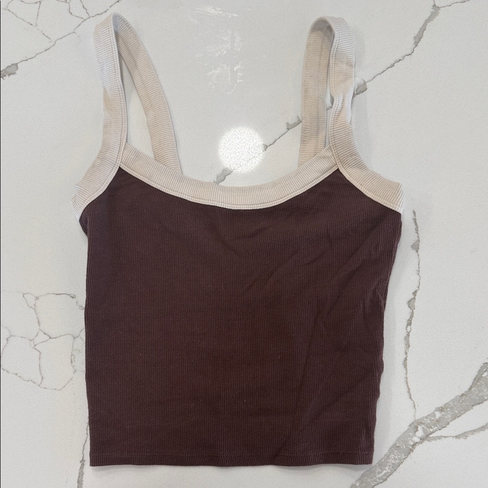PacSun Brown Camisole with Cream Trim